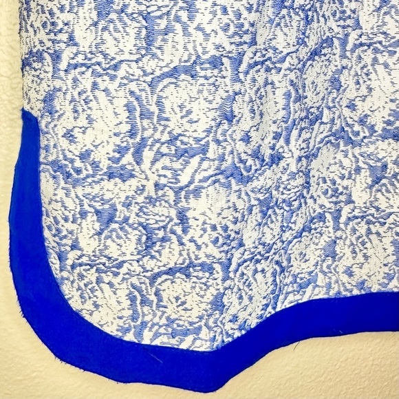 NWT Lucy Paris V Neck Velvet Trimmed Blue Printed Dress - Picture 3 of 8